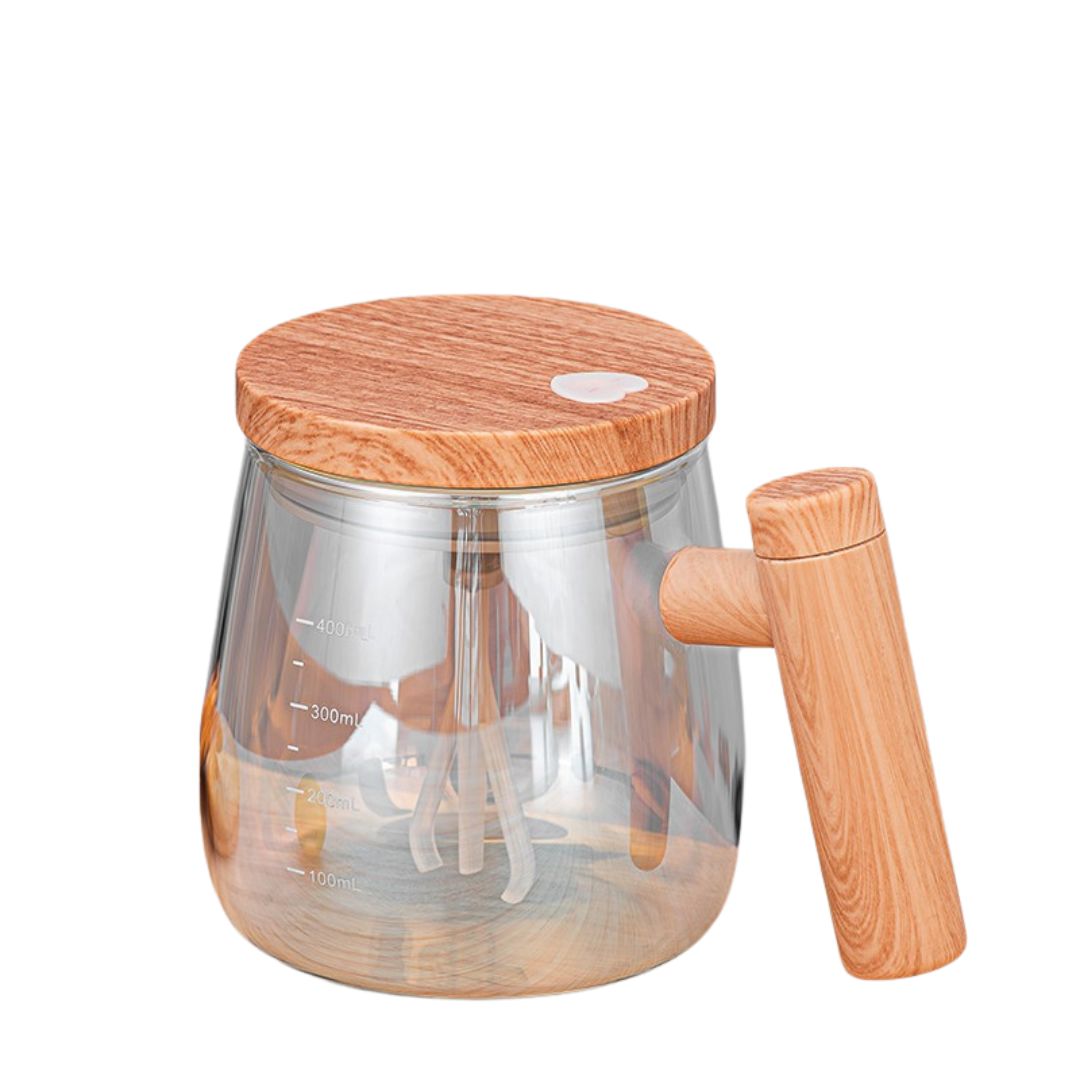 Innovative 2-in-1 Mixer Cup with Wooden Handle