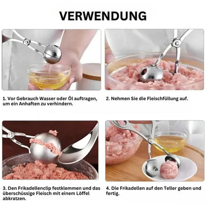 Stainless Steel Turning Tongs for Even Meatballs