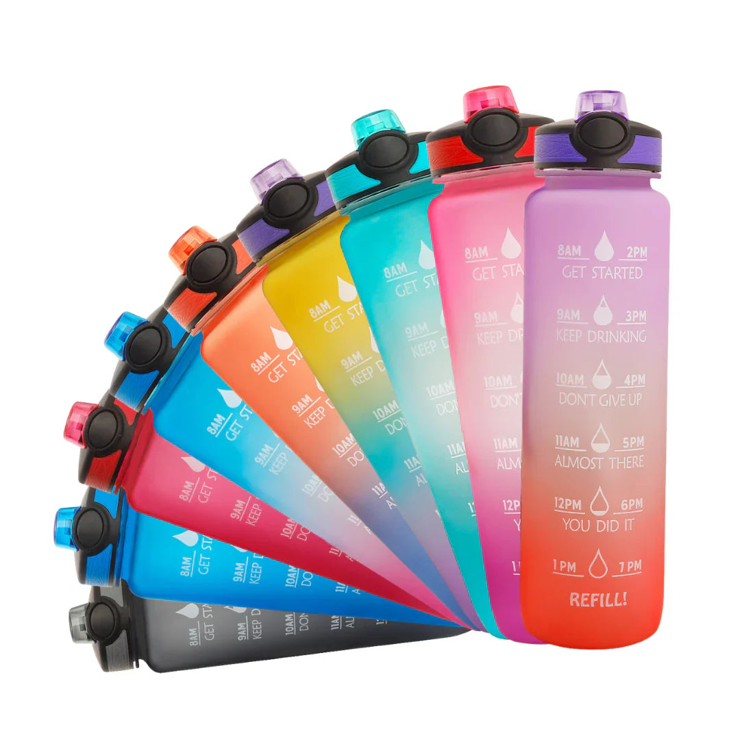 Motivational Water Bottle with Time Markers – Perfect for Daily Hydration and Fitness Goals