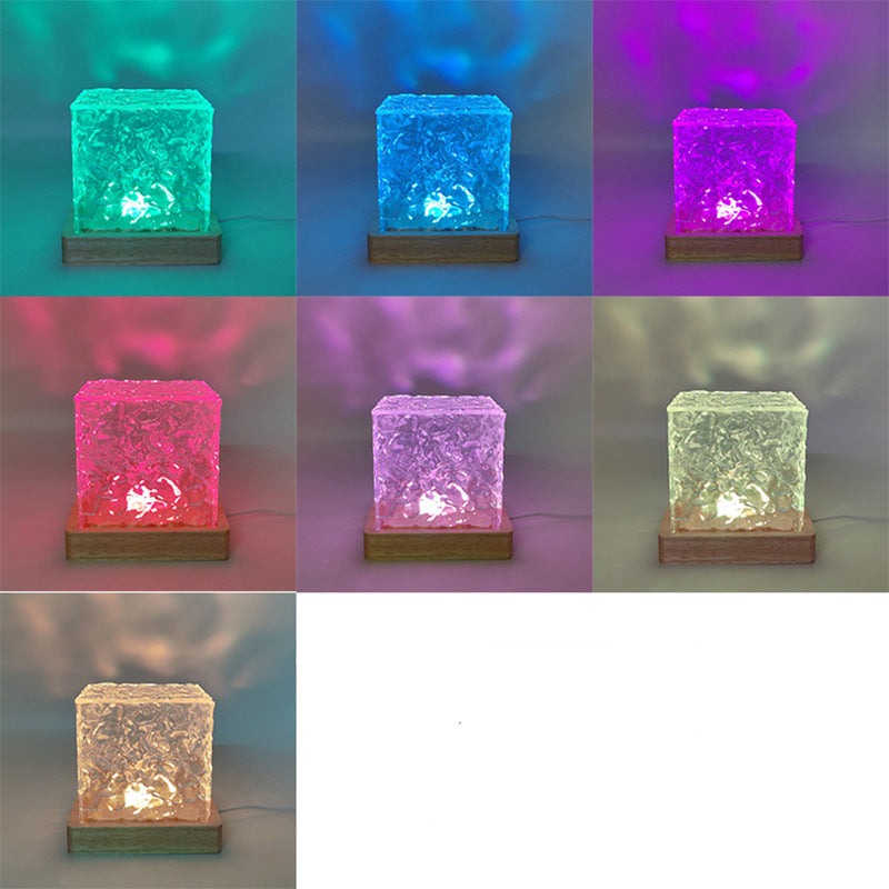 Cube-Shaped LED Table Lamp with Glass Design