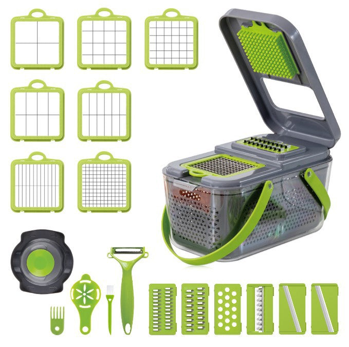 Multifunctional 18-in-1 Vegetable Cutter with Collection Container