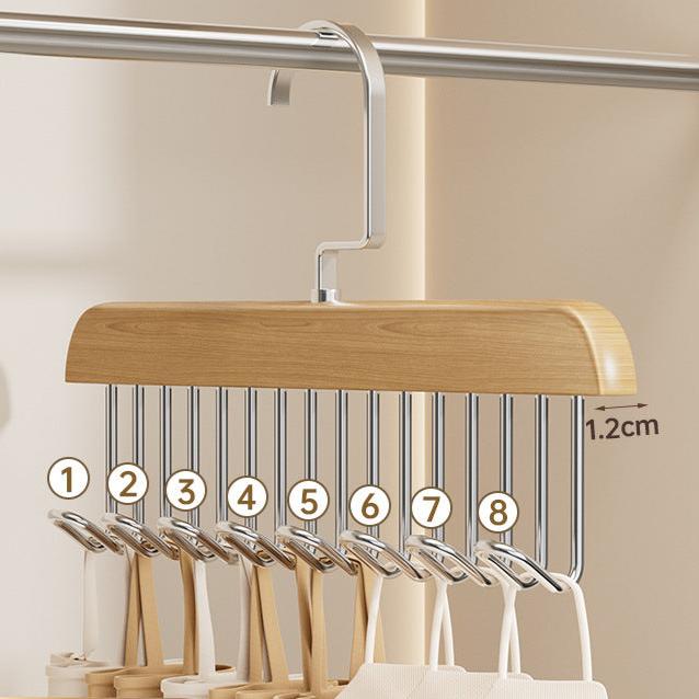 Space-Saving Wooden Multi-Hook Clothes Hanger