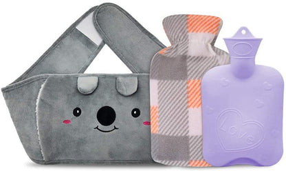 Hot Water Bottle Belt with Soft Plush Cover