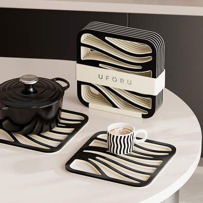 Non-Slip Silicone Coasters with Wave Pattern (Set of 6)