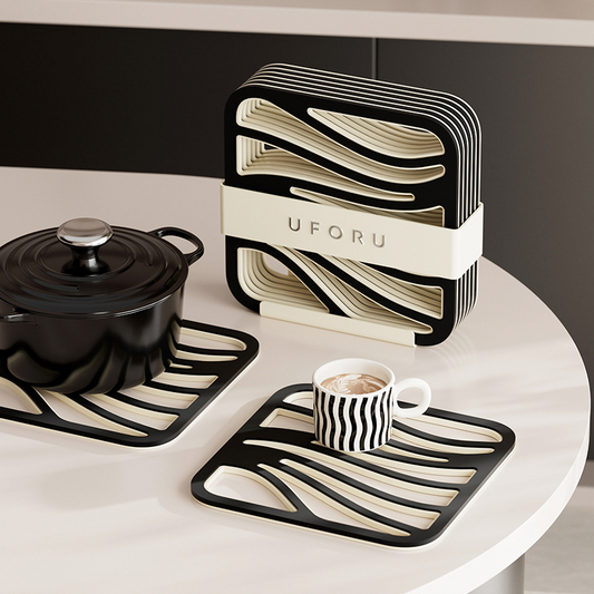 Non-Slip Silicone Coasters with Wave Pattern (Set of 6)
