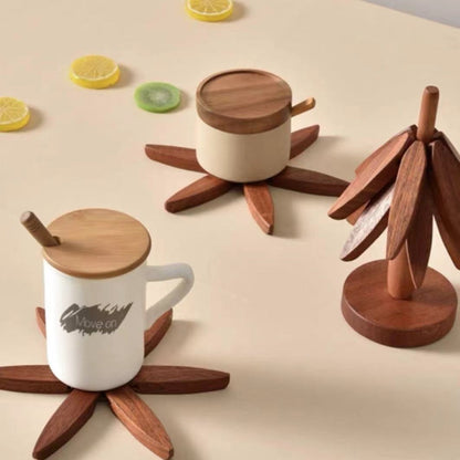 Elegant Wooden-Design Coasters for Decorative Table Care
