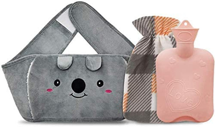 Hot Water Bottle Belt with Soft Plush Cover