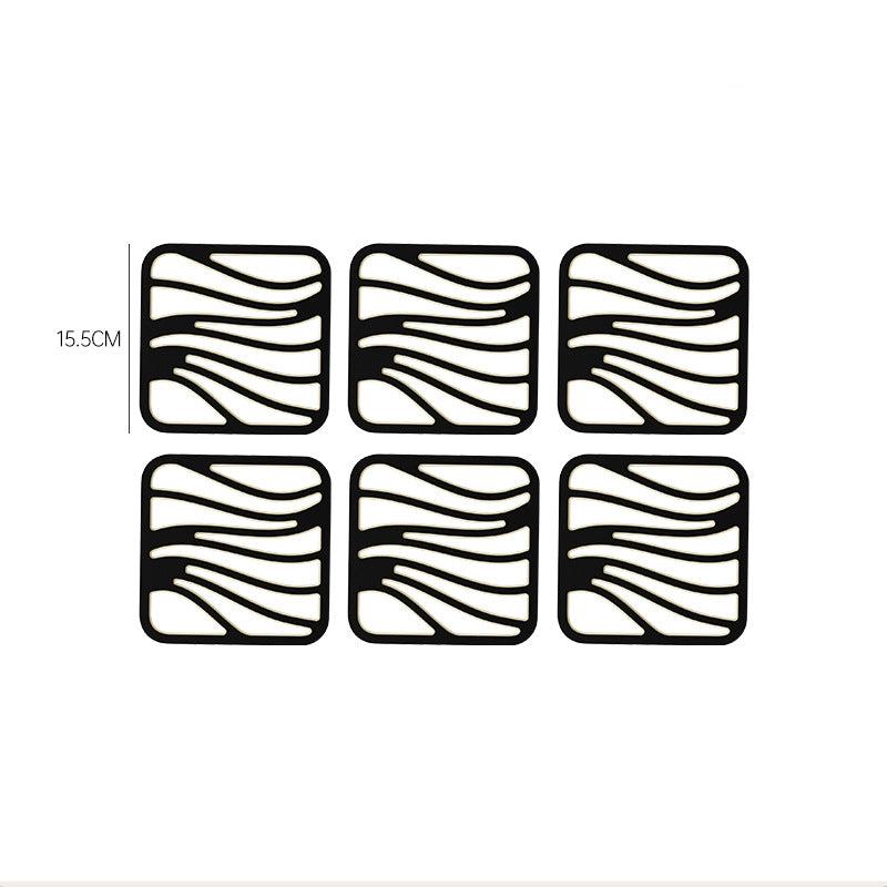 Non-Slip Silicone Coasters with Wave Pattern (Set of 6)