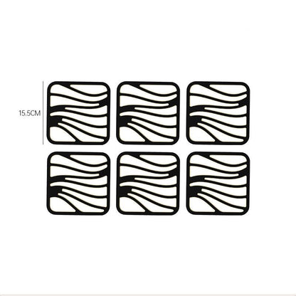 Non-Slip Silicone Coasters with Wave Pattern (Set of 6)
