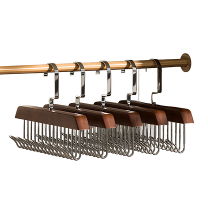 Space-Saving Wooden Multi-Hook Clothes Hanger