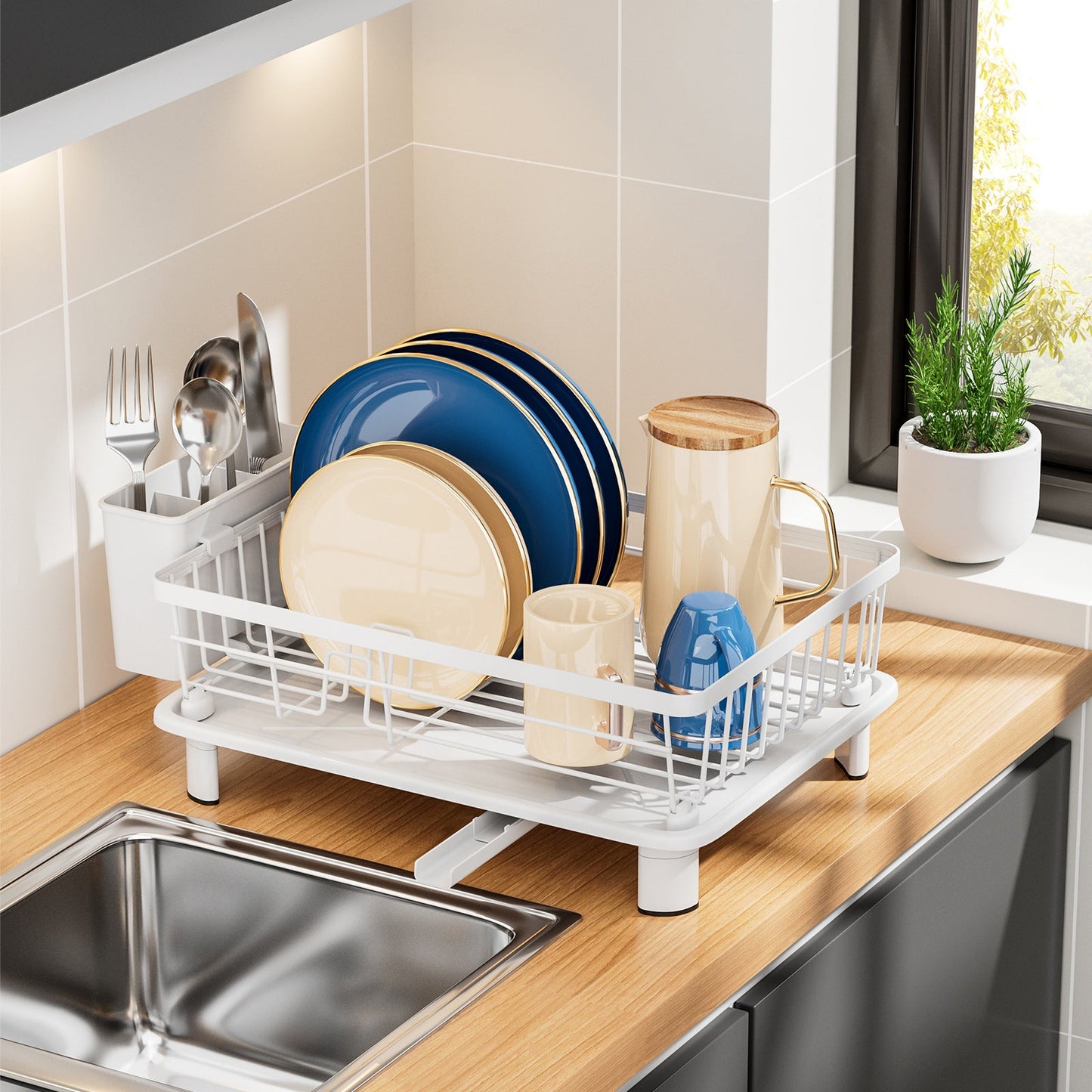 Kitchen Dish Drying Rack with Practical Drainage Function