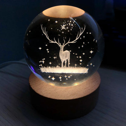 Glowing moon crystal ball with galaxy effect