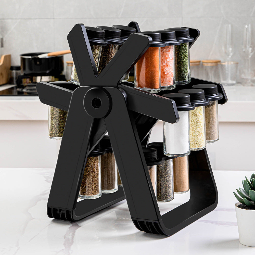 360° Spice Rack with Holder System – Rotating Organizer for Quick Seasoning While Cooking