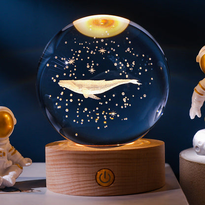 Glowing moon crystal ball with galaxy effect
