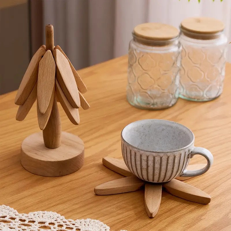 Elegant Wooden-Design Coasters for Decorative Table Care