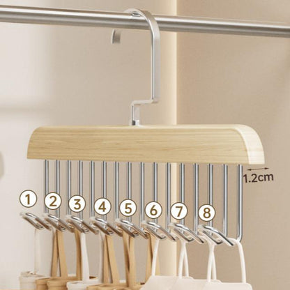 Space-Saving Wooden Multi-Hook Clothes Hanger