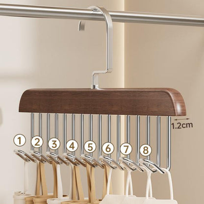 Space-Saving Wooden Multi-Hook Clothes Hanger
