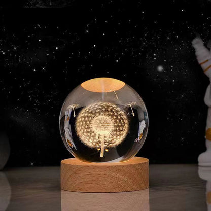 Glowing moon crystal ball with galaxy effect