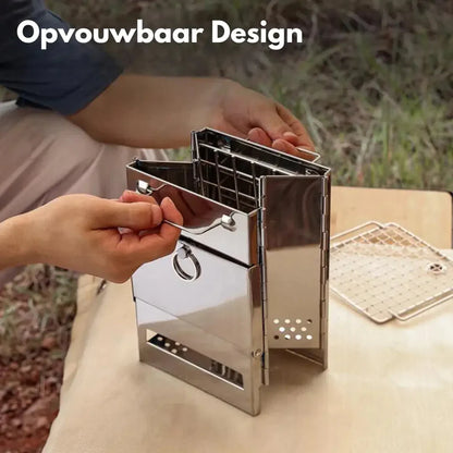 Foldable Stainless Steel Camping Stove – Compact Wood-Burning Stove for Outdoor Adventures