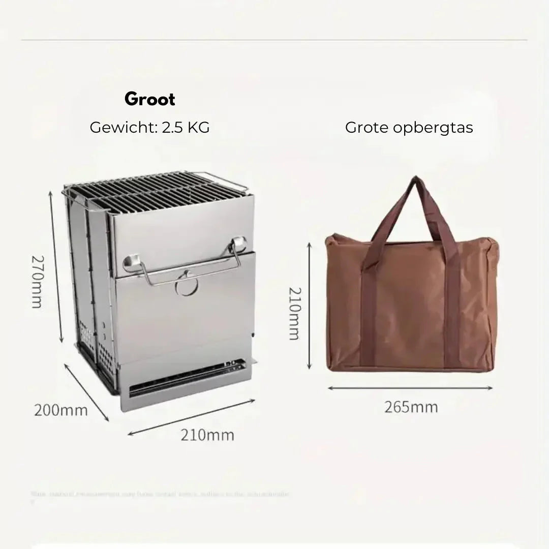Foldable Stainless Steel Camping Stove – Compact Wood-Burning Stove for Outdoor Adventures
