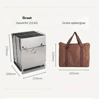 Foldable Stainless Steel Camping Stove – Compact Wood-Burning Stove for Outdoor Adventures