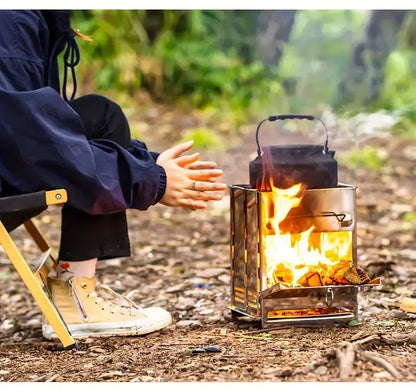 Foldable Stainless Steel Camping Stove – Compact Wood-Burning Stove for Outdoor Adventures