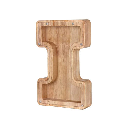 Stylish Wooden Piggy Bank with Viewing Window in Letter Design for Your Savings Goal