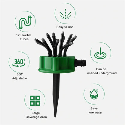 12-in-1 Garden Irrigation System – Adjustable 360-Degree Sprinkler for Efficient Garden Watering