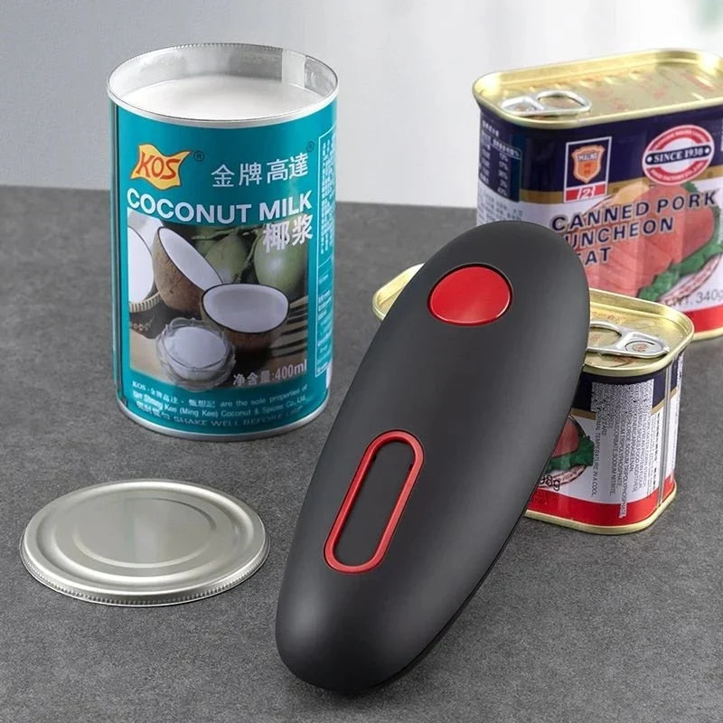 Can Opener with One-Button Control and Ergonomic Handle