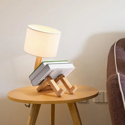 Modern Wooden Table Lamp with Book Storage – Perfect for Your Home