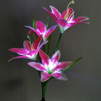Color-Changing Solar LED Flower Lights – Lily-Shaped Garden Lights with Stake for Outdoor Use