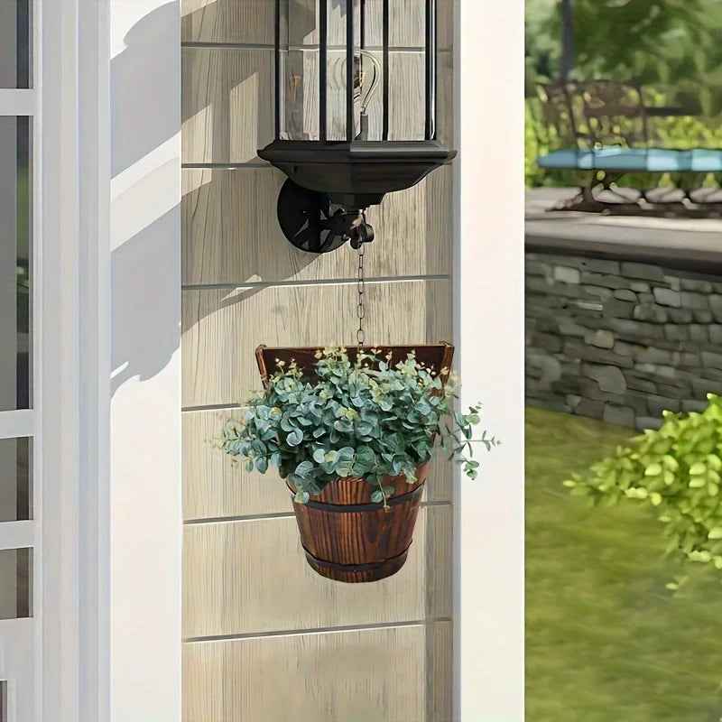 Wooden Barrel-Style Plant Bucket – Decorative Wooden Flower Pot for Garden and Patio