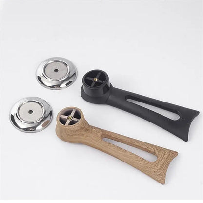 Replacement handle for pot lid – wood look with stainless steel base