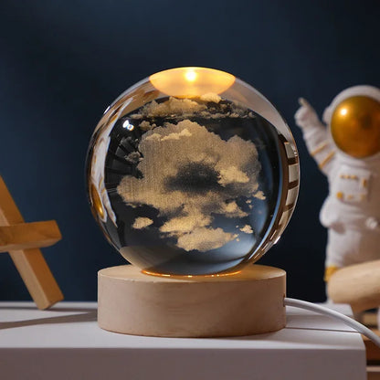 Glowing moon crystal ball with galaxy effect