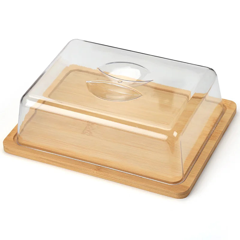 Bamboo Board Cheese And Butter Box In A Rectangular Design