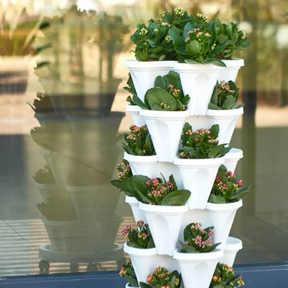 Stackable Plant Pot Set with Wheels – Practical Vertical Planting System
