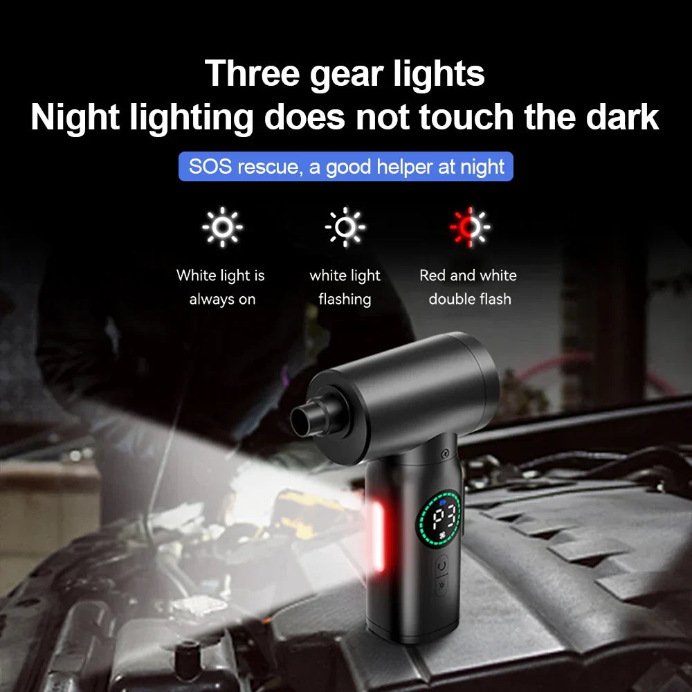 Portable 2-in-1 Air Duster and Vacuum Cleaner with LED Light and 7500mAh Battery
