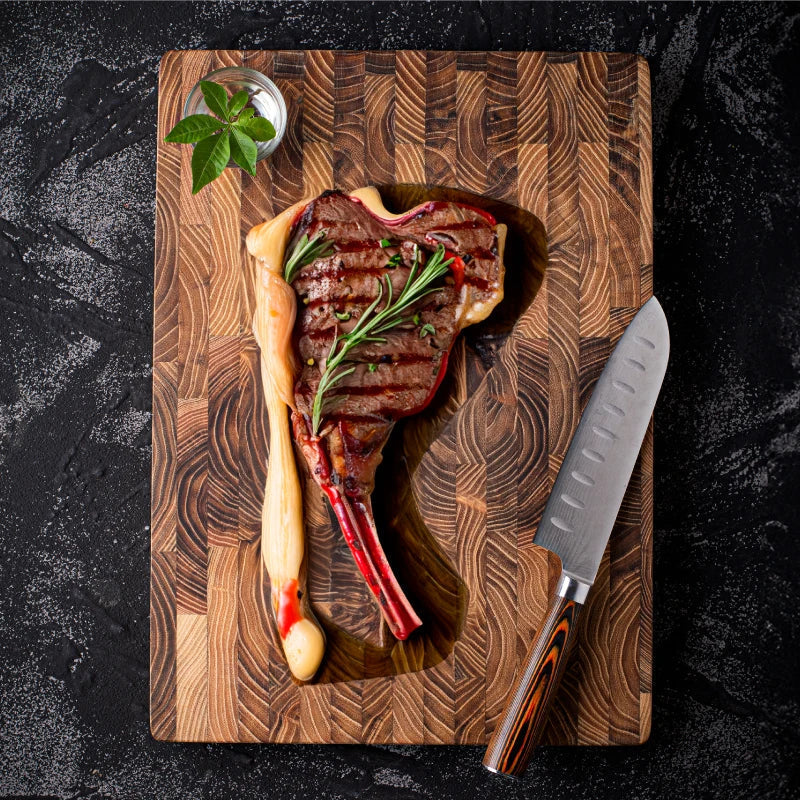 Premium End-Grain Wooden Chopping Block – Professional Cutting Board for Home and Professional Kitchens