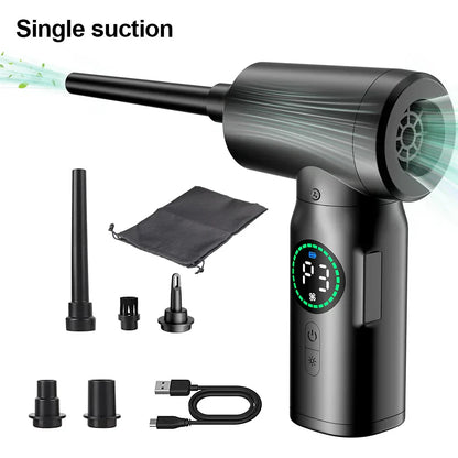 Portable 2-in-1 Air Duster and Vacuum Cleaner with LED Light and 7500mAh Battery