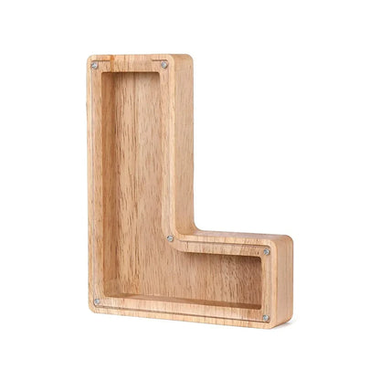 Stylish Wooden Piggy Bank with Viewing Window in Letter Design for Your Savings Goal