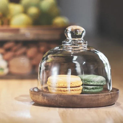 Glass Storage Bowl with Wooden Lid – Sturdy Snack and Candy Bowl