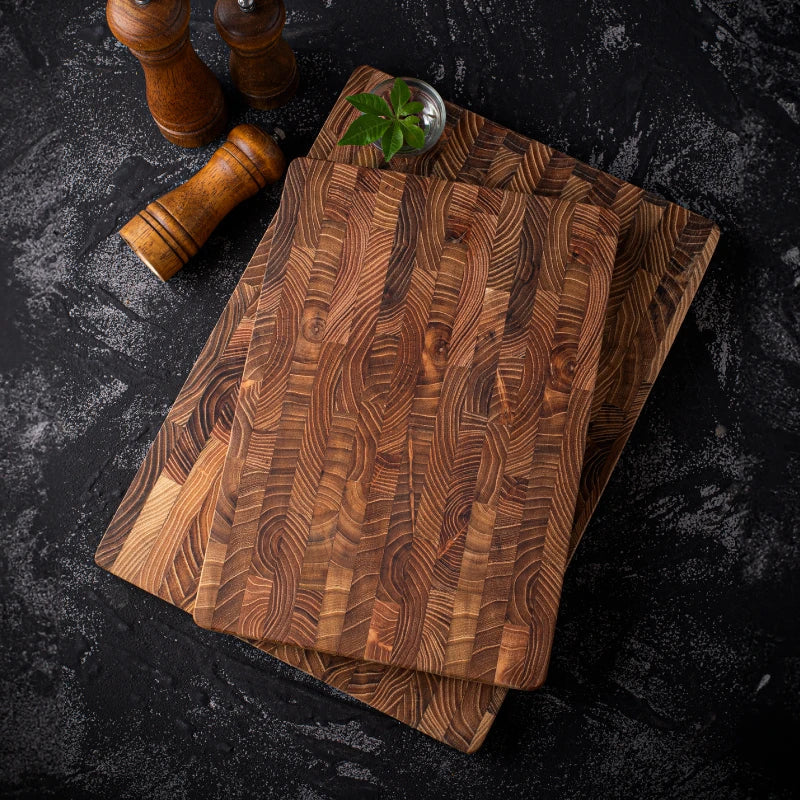 Premium End-Grain Wooden Chopping Block – Professional Cutting Board for Home and Professional Kitchens