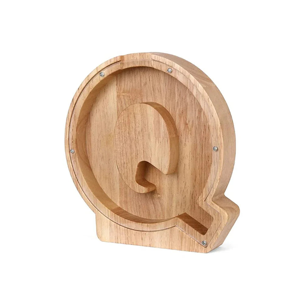 Stylish Wooden Piggy Bank with Viewing Window in Letter Design for Your Savings Goal