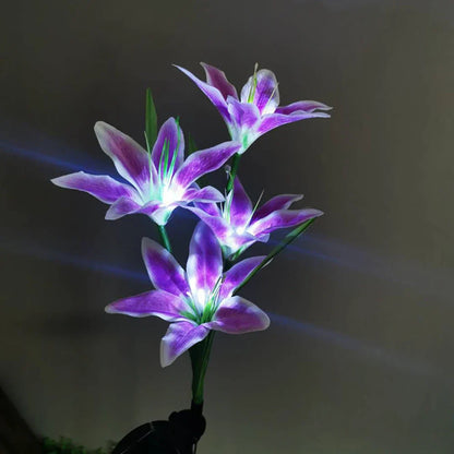 Color-Changing Solar LED Flower Lights – Lily-Shaped Garden Lights with Stake for Outdoor Use