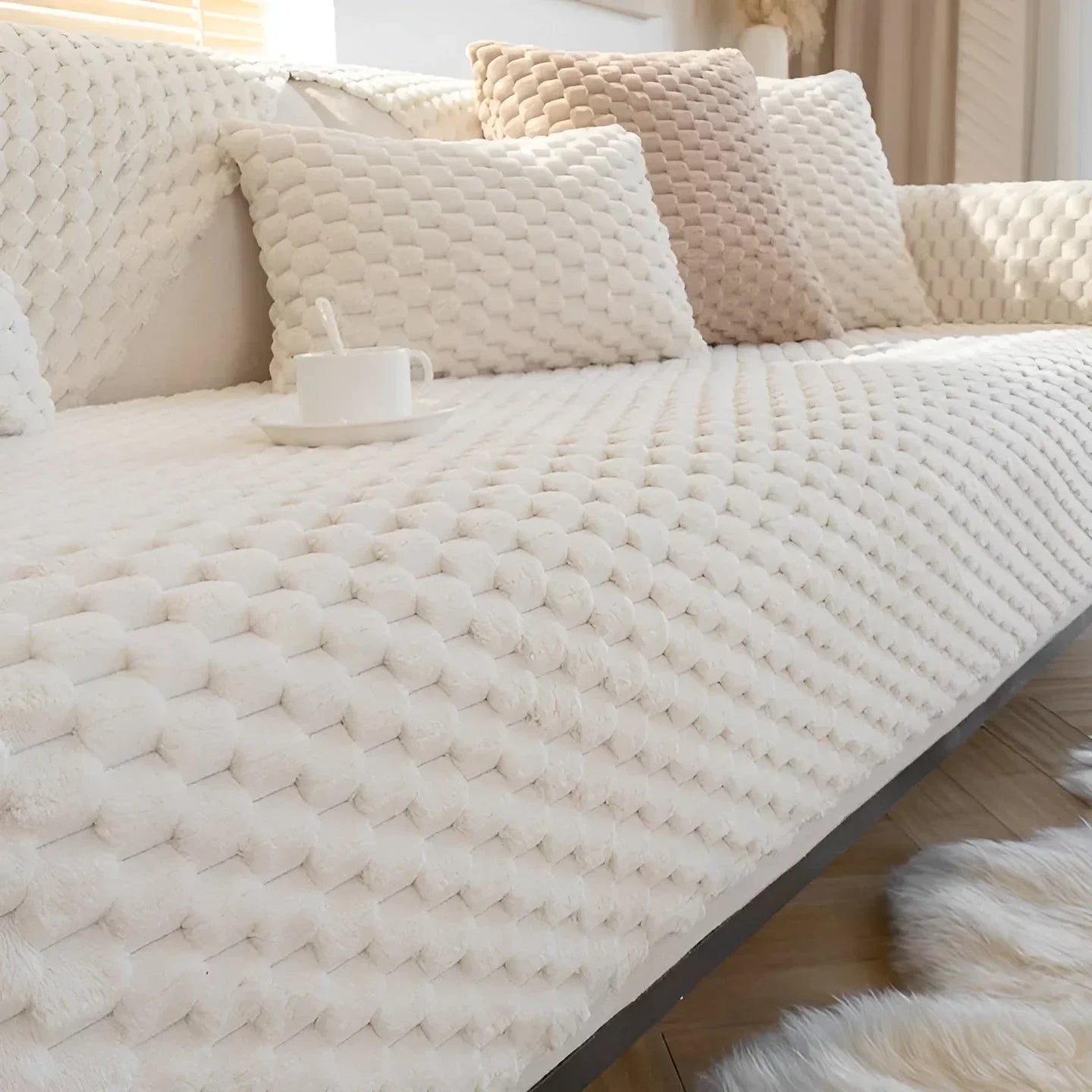 Luxurious Velvet Sofa Cover with 3D Texture Pattern – Soft, Easy-Care and Stylish