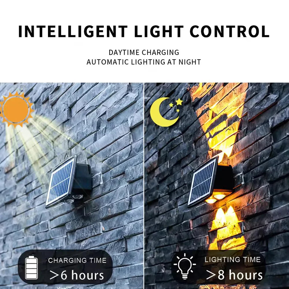 Solar LED Wall Lamp with Up & Down Effect – Modern Outdoor Lighting for Garden and Patio