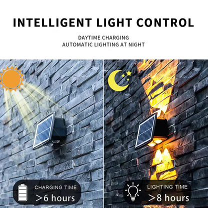 Solar LED Wall Lamp with Up & Down Effect – Modern Outdoor Lighting for Garden and Patio