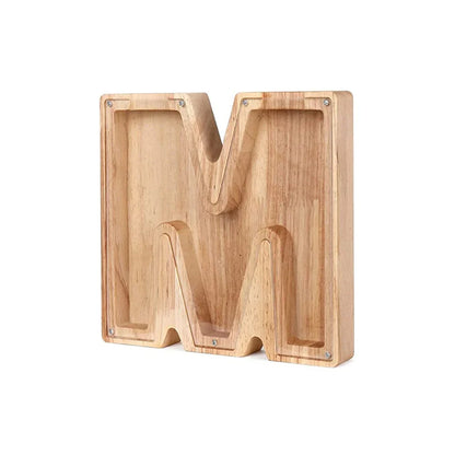 Stylish Wooden Piggy Bank with Viewing Window in Letter Design for Your Savings Goal