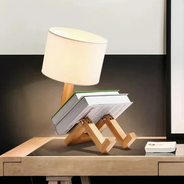 Modern Wooden Table Lamp with Book Storage – Perfect for Your Home