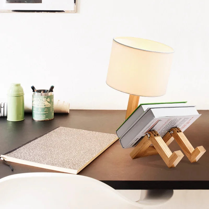 Modern Wooden Table Lamp with Book Storage – Perfect for Your Home
